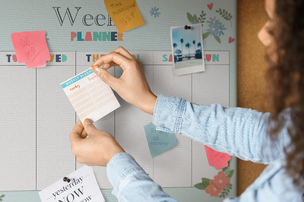 Weekplanner met kleurrijke bloemendetails
