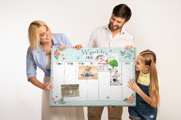 Weekplanner met kleurrijke bloemendetails
