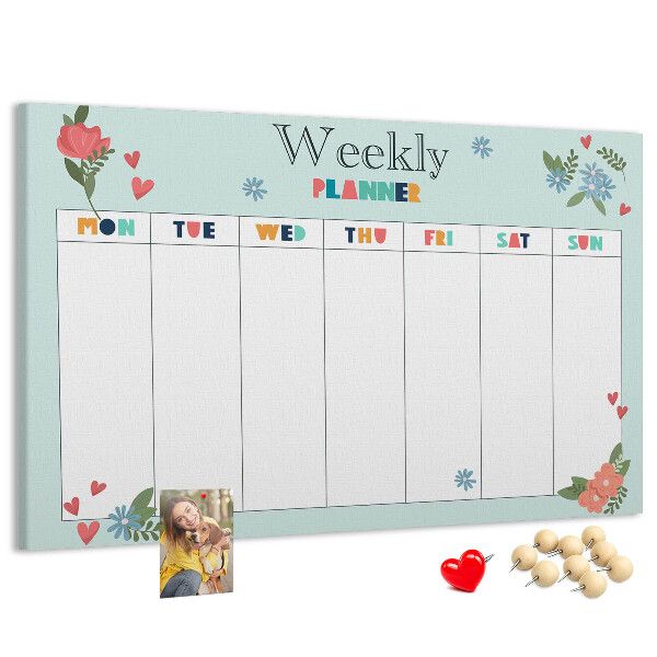 Weekplanner met kleurrijke bloemendetails