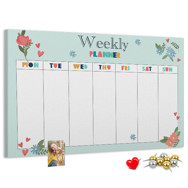 Weekplanner met kleurrijke bloemendetails