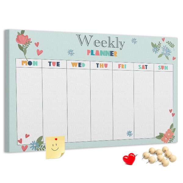 Weekplanner met kleurrijke bloemendetails