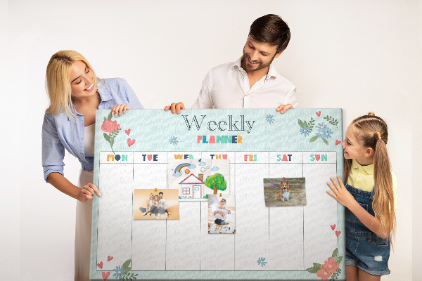 Weekplanner met kleurrijke bloemendetails