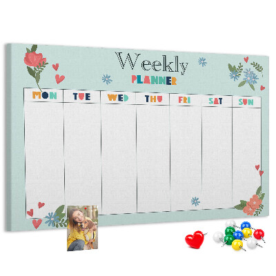 Weekplanner met kleurrijke bloemendetails