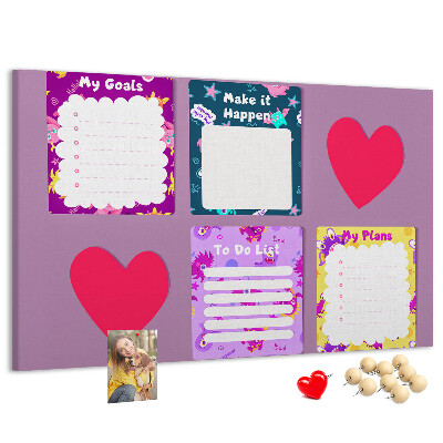 Prikbord kleurrijke notitieboekjes met hartmotief
