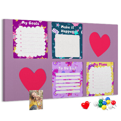 Prikbord kleurrijke notitieboekjes met hartmotief