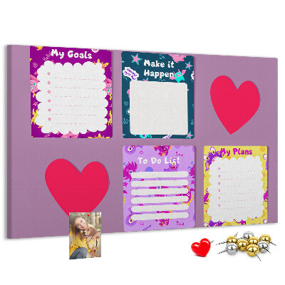 Prikbord kleurrijke notitieboekjes met hartmotief
