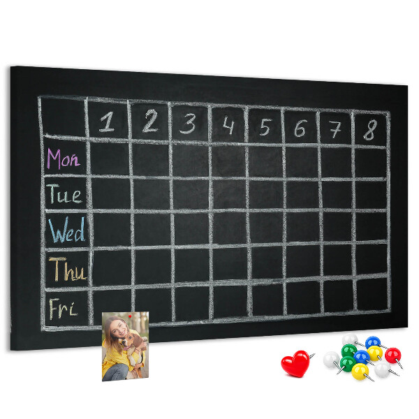 Prikbord met gekleurde blokken