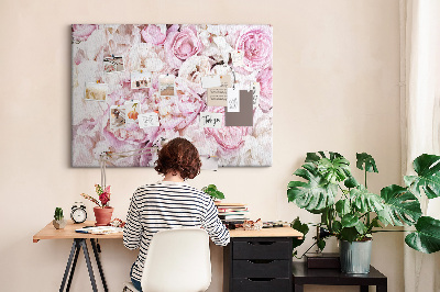 Prikbord met bloemenpatroon in verschillende tinten roze