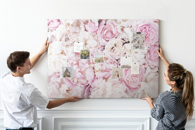 Prikbord met bloemenpatroon in verschillende tinten roze