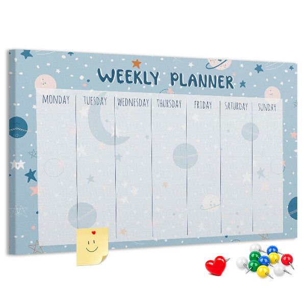 Kurken prikbord weekplanner in futuristische stijl