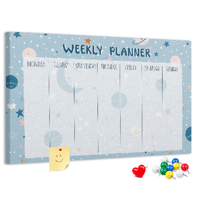 Kurken prikbord weekplanner in futuristische stijl