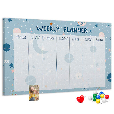 Kurken prikbord weekplanner in futuristische stijl