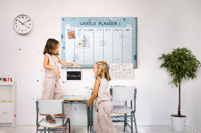 Kurken prikbord weekplanner in futuristische stijl
