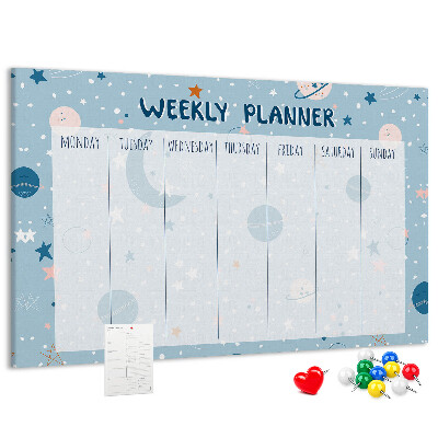 Kurken prikbord weekplanner in futuristische stijl