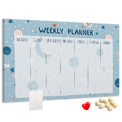 Kurken prikbord weekplanner in futuristische stijl
