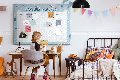 Kurken prikbord weekplanner in futuristische stijl