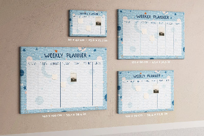 Kurken prikbord weekplanner in futuristische stijl