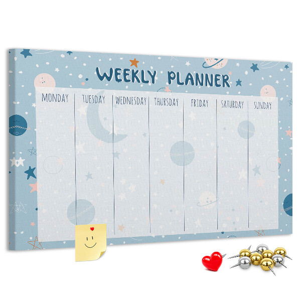 Kurken prikbord weekplanner in futuristische stijl