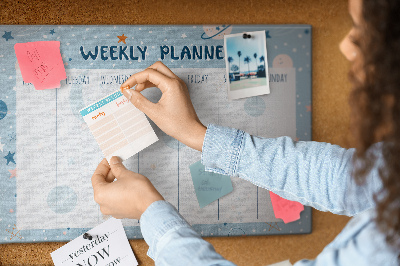 Kurken prikbord weekplanner in futuristische stijl