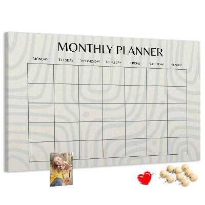Kurkbord maandplanner met een minimalistisch ontwerp