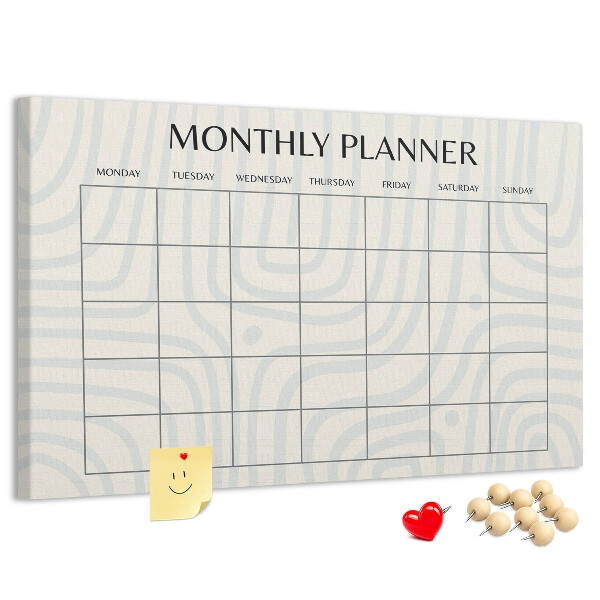 Kurkbord maandplanner met een minimalistisch ontwerp