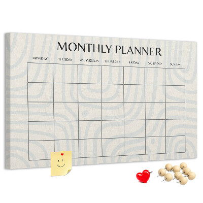 Kurkbord maandplanner met een minimalistisch ontwerp