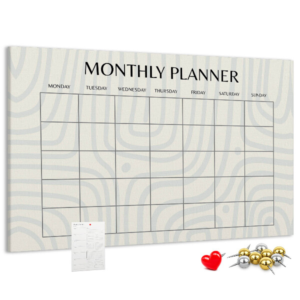 Kurkbord maandplanner met een minimalistisch ontwerp