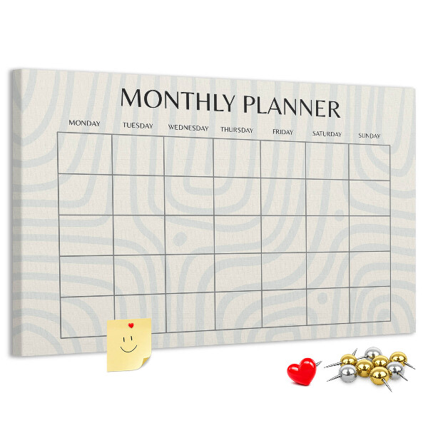 Kurkbord maandplanner met een minimalistisch ontwerp