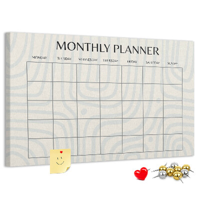 Kurkbord maandplanner met een minimalistisch ontwerp