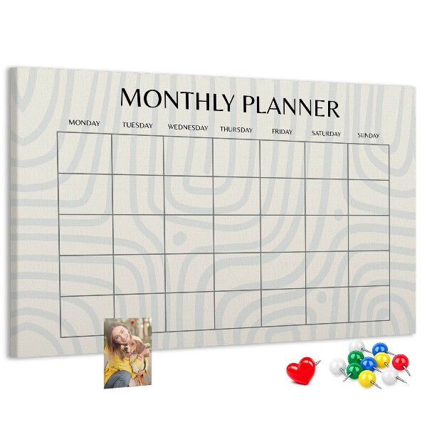 Kurkbord maandplanner met een minimalistisch ontwerp