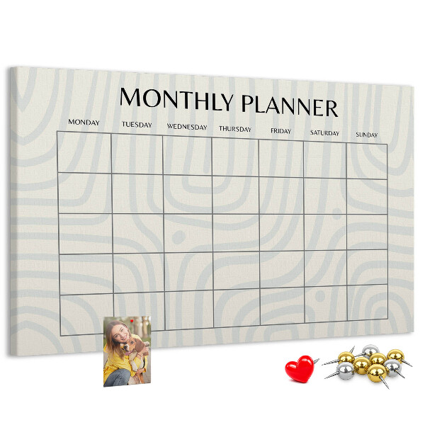 Kurkbord maandplanner met een minimalistisch ontwerp