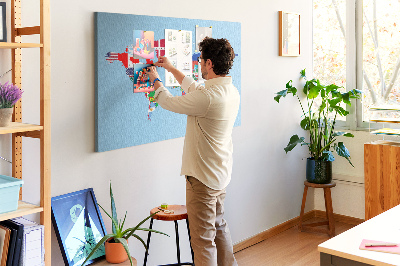 Kurkbord wereldkaart met landvlaggen