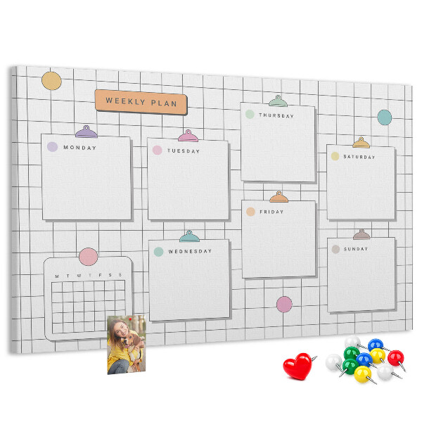 Kurk prikbord weekplanner met kleurrijke accenten