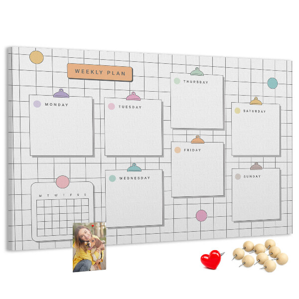 Kurk prikbord weekplanner met kleurrijke accenten