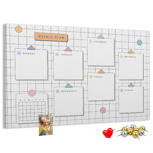 Kurk prikbord weekplanner met kleurrijke accenten