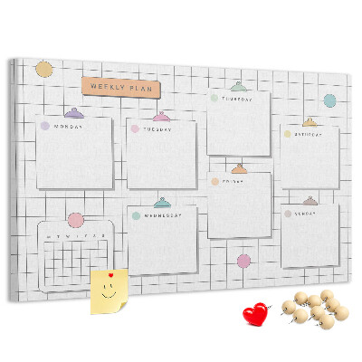 Kurk prikbord weekplanner met kleurrijke accenten