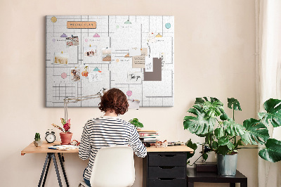 Kurk prikbord weekplanner met kleurrijke accenten