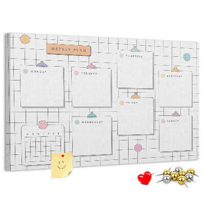 Kurk prikbord weekplanner met kleurrijke accenten