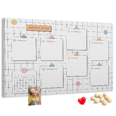 Kurk prikbord weekplanner met kleurrijke accenten