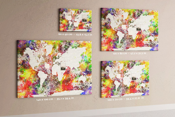 Kurkbord wereldkaart in aquarel-stijl