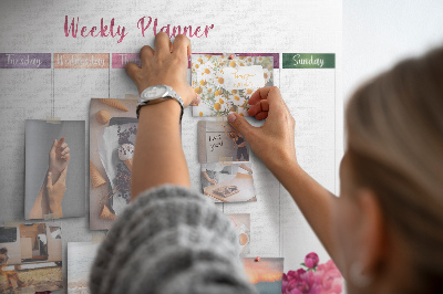 Kurk prikbord weekplanner met bloemenprint en kleurrijke accenten