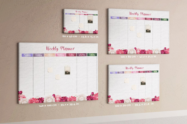 Kurk prikbord weekplanner met bloemenprint en kleurrijke accenten