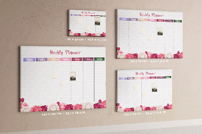 Kurk prikbord weekplanner met bloemenprint en kleurrijke accenten