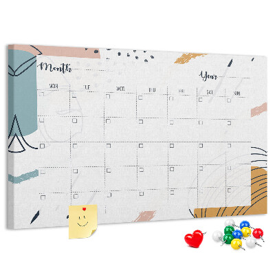 Prikbord kleurrijke kalender met abstracte patronen