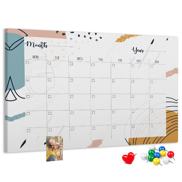 Prikbord kleurrijke kalender met abstracte patronen