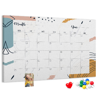 Prikbord kleurrijke kalender met abstracte patronen