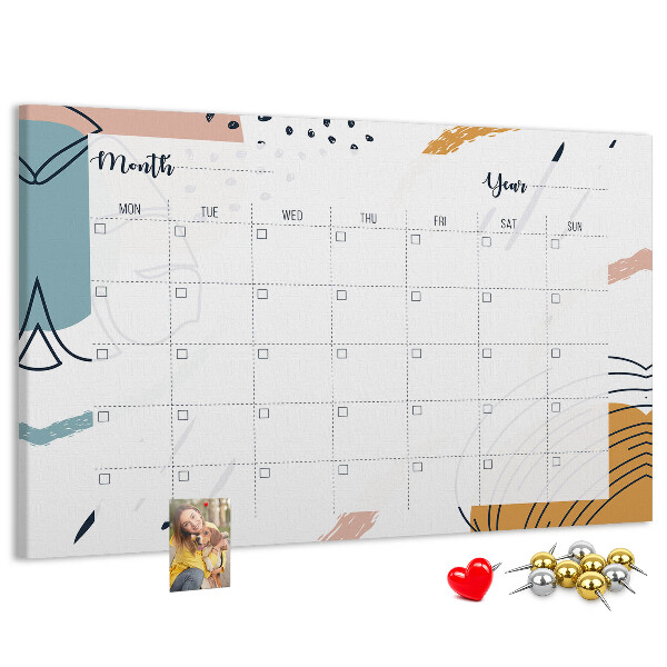 Prikbord kleurrijke kalender met abstracte patronen