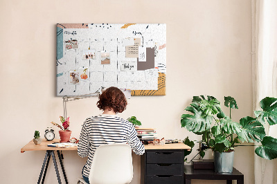 Prikbord kleurrijke kalender met abstracte patronen