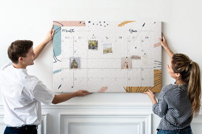 Prikbord kleurrijke kalender met abstracte patronen