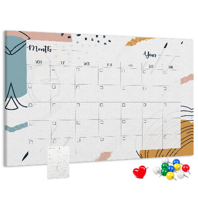 Prikbord kleurrijke kalender met abstracte patronen